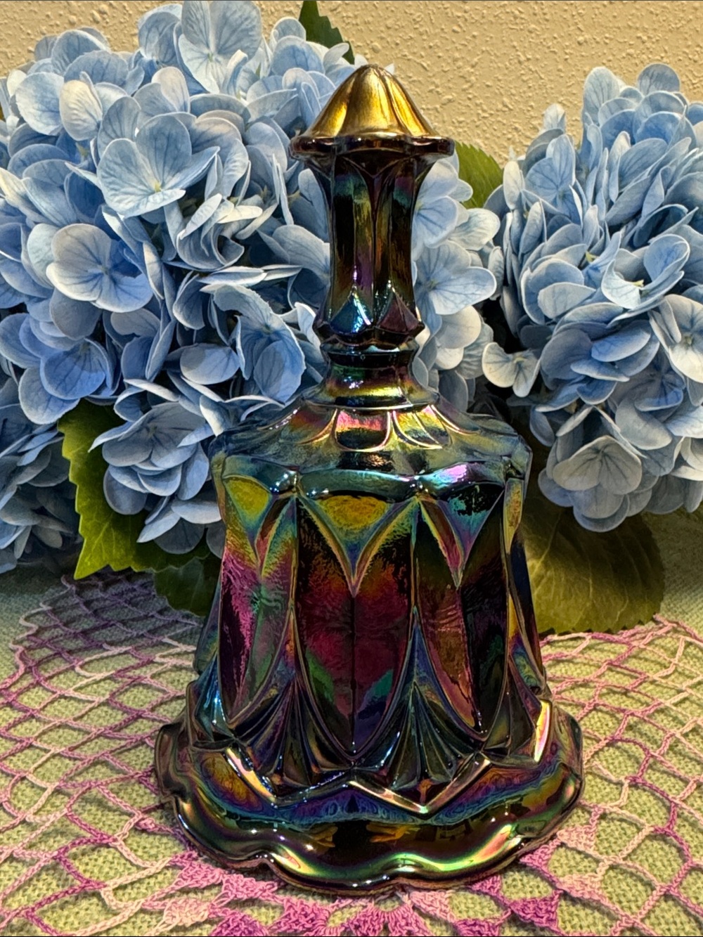 Iridescent Carnival Glass Bell - Multicolor